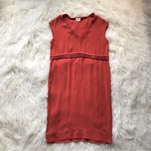 AGNONA SILK BLEND RIBBED CAPPED‎ SLEEVE DRESS